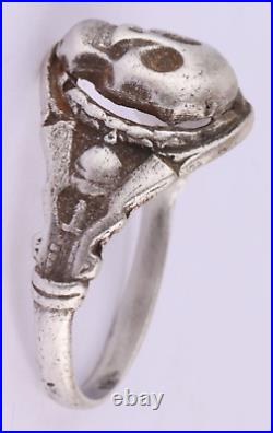 Ring SKULL ww1 WWI 835 Sterling Silver German Patriotic WAR Jewelry Germany Helm