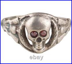 Alchemy Skull Barbed Wire Bracelet – Gothic Pewter Cuff, WW1 Punk Style With Velvet Pouch