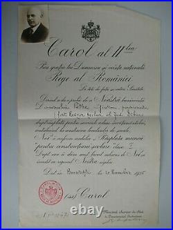 Romania Kingdom 2 Document Group To A Single Recipient With Photos. Rare! Medal