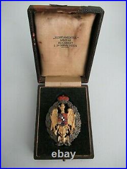 Romania Kingdom Academy Badge Medal # 3! In Fitted Case. Marked. Rare! Ef