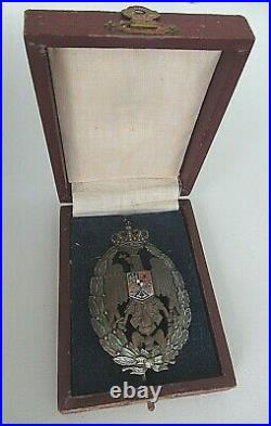 Romania Kingdom Academy Badge Medal. Cased. Silver. Rare! Vf+