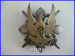 Romania Kingdom Scout Officer's Regiment Badge. Silver/marked Carol Ii. Rare