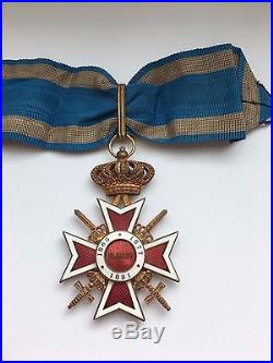 Romanian Order of Crown with swords Commander Cross Badge Decoration Romania
