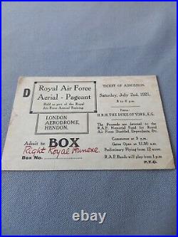 Royal Air Force Aerial Pageant ticket Lord Chamberlain's office Duke o York 1921