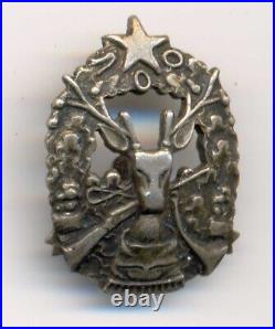 Russian Soviet Leningrad Hunting Society White Metal Badge 1930s RARE