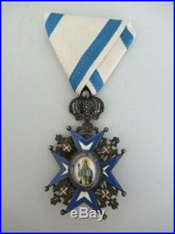 SERBIA ORDER OF ST. SAVA OFFICER GRADE WithO SWORDS. TYPE 3. VF+ 2