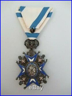 SERBIA ORDER OF ST. SAVA OFFICER GRADE WithO SWORDS. TYPE 3. VF+ 2