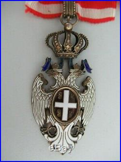 SERBIA ORDER OF THE WHITE EAGLE COMMANDER GRADE WithO SWORDS. CASED RARE! VF+