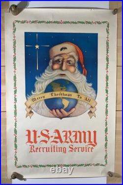 Santa Claus Christmas Army Recruiting Color Lithograph Poster Tom Woodburn 1932