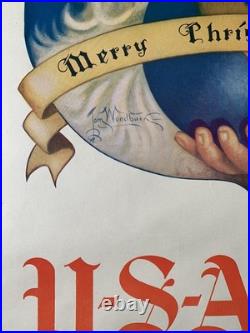 Santa Claus Christmas Army Recruiting Color Lithograph Poster Tom Woodburn 1932