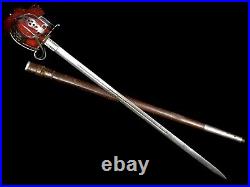 Scottish Basket Hilt Broadsword Claymore Wilkinson Sword Named 1932 w Documents