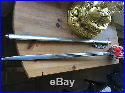 Scottish Basket Hilted 1828 Officers Sword Etched Blade