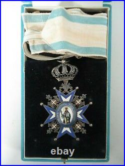 Serbia Order Of St. Sava Commander Grade Neck Badge With Ribbon. Type 3. Cased