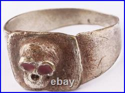 Skull Ring war period ww2 WWII ww1 WWI Battlefield artifact Military Silverplate