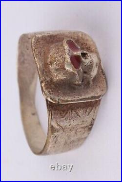 Skull Ring war period ww2 WWII ww1 WWI Battlefield artifact Military Silverplate