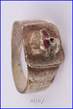 Skull Ring war period ww2 WWII ww1 WWI Battlefield artifact Military Silverplate