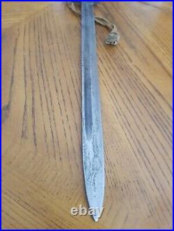 Spanish Toledo Artillery Bayonet Sword Leather Scabbard Vintage Antique Military