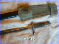 Spanish model 1893 mauser bayonet with metal scabbard and canvas frog