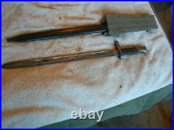 Spanish model 1893 mauser bayonet with metal scabbard and canvas frog