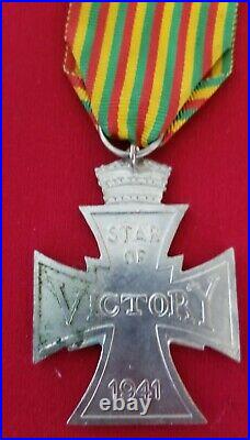 Star of Victory 1941 Ethiopian Medal Silver with Original Ribbon Rastafari
