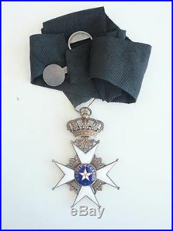 Sweden Order Of The North Star Commander Neck Badge. Silver/gilt. Rare Vf+