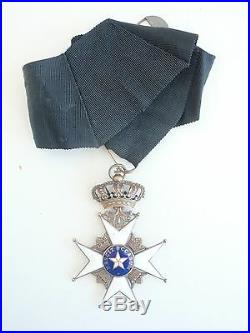 Sweden Order Of The North Star Commander Neck Badge. Silver/gilt. Rare Vf+