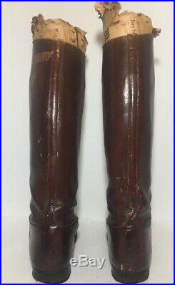 Teitzel Jones Dehner Military Riding Boots Calvary WWI Era with Wood Boot Forms