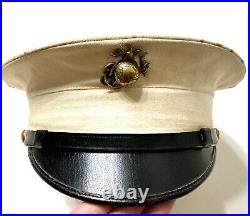 Transistional USMC enlisted dress bell crown white linen Marine Corps Thin EGA