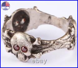 Triple Ring WW1 Skull Bones WW2 Gothic WWI Skeleton WWII Biker Goth Death Punk