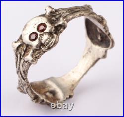 Triple Ring WW1 Skull Bones WW2 Gothic WWI Skeleton WWII Biker Goth Death Punk
