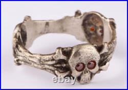 Triple Ring WW1 Skull Bones WW2 Gothic WWI Skeleton WWII Biker Goth Death Punk