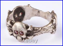 Triple Ring WW1 Skull Bones WW2 Gothic WWI Skeleton WWII Biker Goth Death Punk