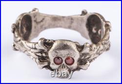 Triple Ring WW1 Skull Bones WW2 Gothic WWI Skeleton WWII Biker Goth Death Punk