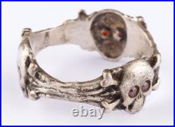 Triple Ring WW1 Skull Bones WW2 Gothic WWI Skeleton WWII Biker Goth Death Punk