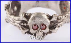 Triple Ring WW1 Skull Bones WW2 Gothic WWI Skeleton WWII Biker Goth Death Punk