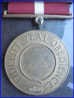 U. S. Coast Guard Good Conduct Medal Type 1 Named And Dated 1934 2 Bars