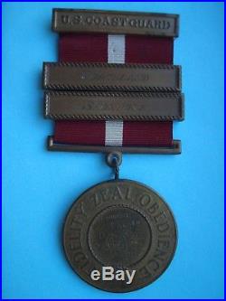 U. S. Coast Guard Good Conduct Medal Type 1 Named And Dated 1934 2 Bars