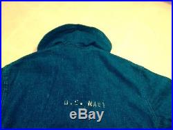 U. S. NAVY Roll Collar BLUE DENIM JACKET with All Buttons- MINTY Cond. & TROUSERS
