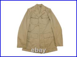 US Army 1935 Khaki Cotton Service Coat 36 X-Long Enlisted Uniform w Belt Keepers