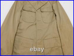 US Army 1935 Khaki Cotton Service Coat 36 X-Long Enlisted Uniform w Belt Keepers