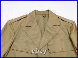 US Army 1935 Khaki Cotton Service Coat 36 X-Long Enlisted Uniform w Belt Keepers