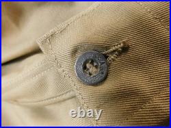 US Army 1935 Khaki Cotton Service Coat 36 X-Long Enlisted Uniform w Belt Keepers