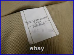 US Army 1935 Khaki Cotton Service Coat 36 X-Long Enlisted Uniform w Belt Keepers