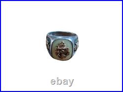US Army Navy 1930 Anchor Ring Silver & gold White shell Antique WW2 IJA T202301M
