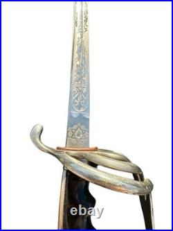 US Army Officers Sword Model 1902 WWI Etched Name Military Scabbard Germany