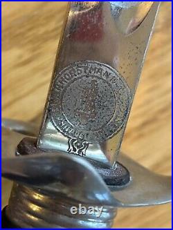 US M1902 Horstmann Philadelphia Military Officer Sword & Scabbard Etched Blade