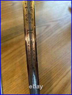 US M1902 Horstmann Philadelphia Military Officer Sword & Scabbard Etched Blade