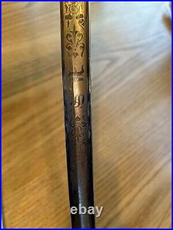 US M1902 Horstmann Philadelphia Military Officer Sword & Scabbard Etched Blade