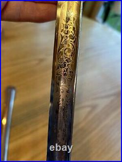 US M1902 Horstmann Philadelphia Military Officer Sword & Scabbard Etched Blade