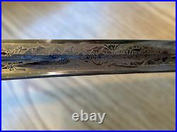 US M1902 Horstmann Philadelphia Military Officer Sword & Scabbard Etched Blade